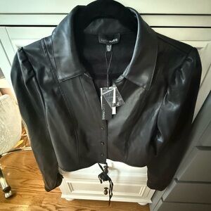 NWT Lucy Paris Juno Faux Leather Tie Waist Top Size M